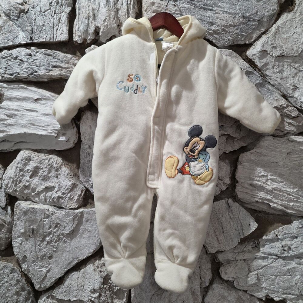 VINTAGE Mickey Mouse Romper One Piece Snowsuit 18 Months "So Cuddly" Disney Baby